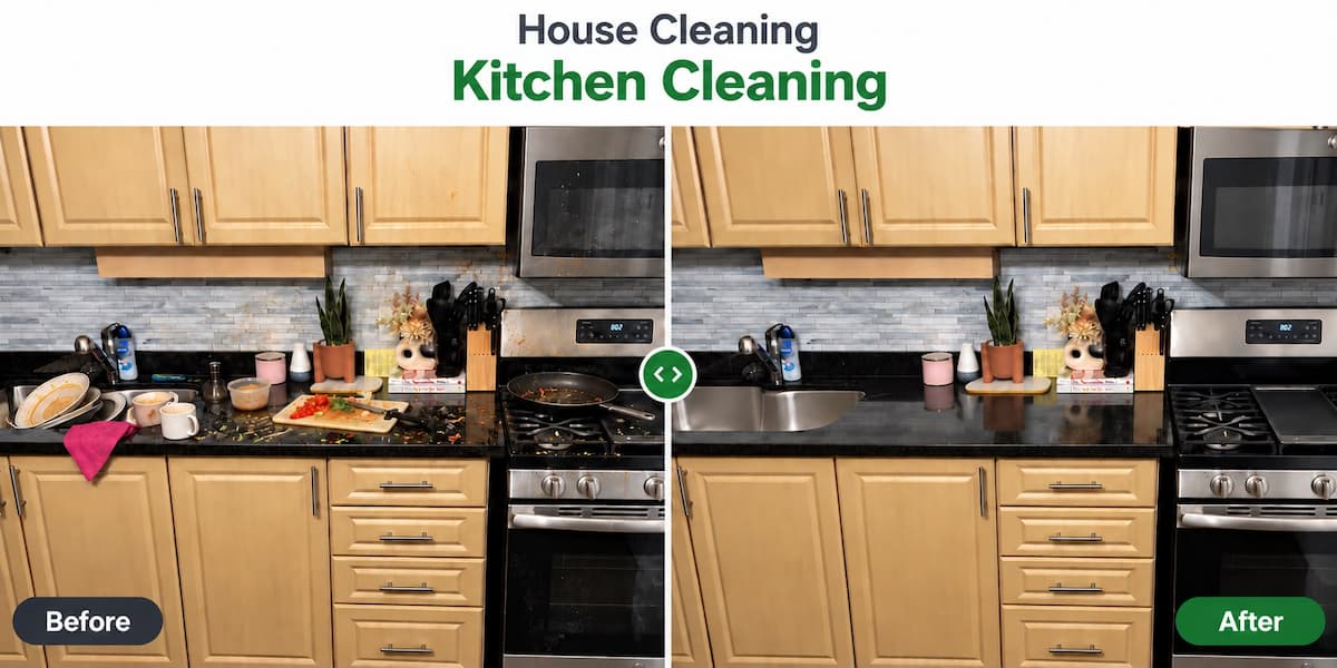 Kitchen deep clean before and after